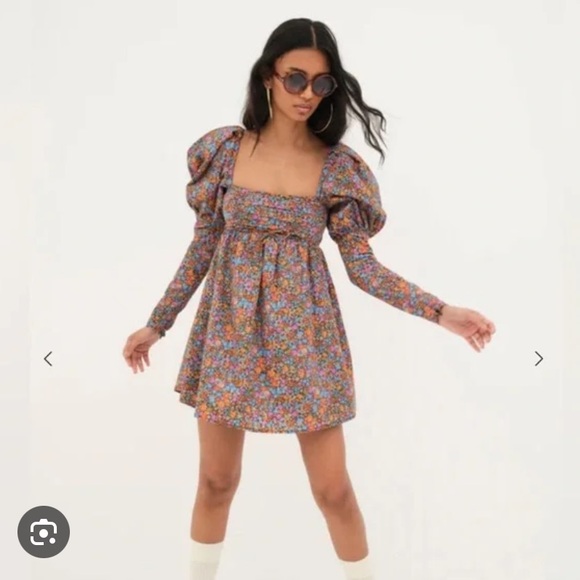 FOR LOVE AND LEMONS NWT Revolve Brittany Mini Dress floral puff sleeve size xs - Picture 4 of 14